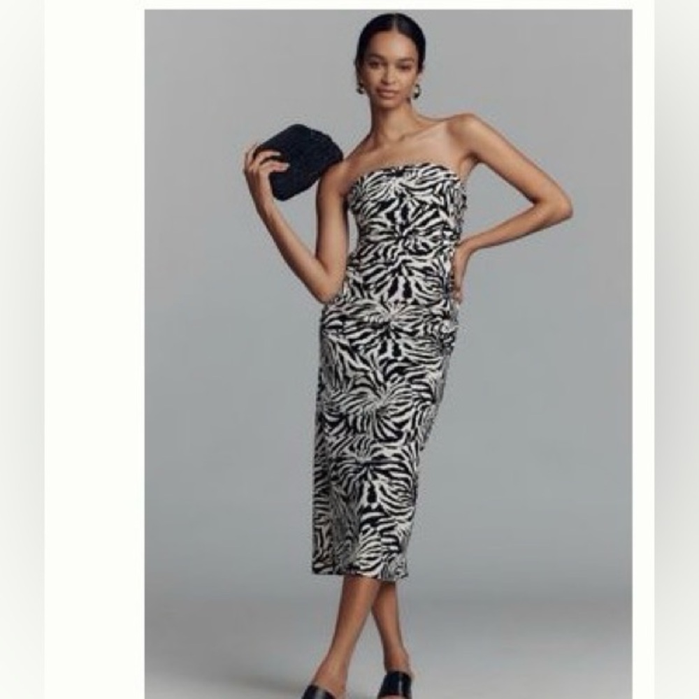 Anthropologie Black and White Strapless Dress (worn once)